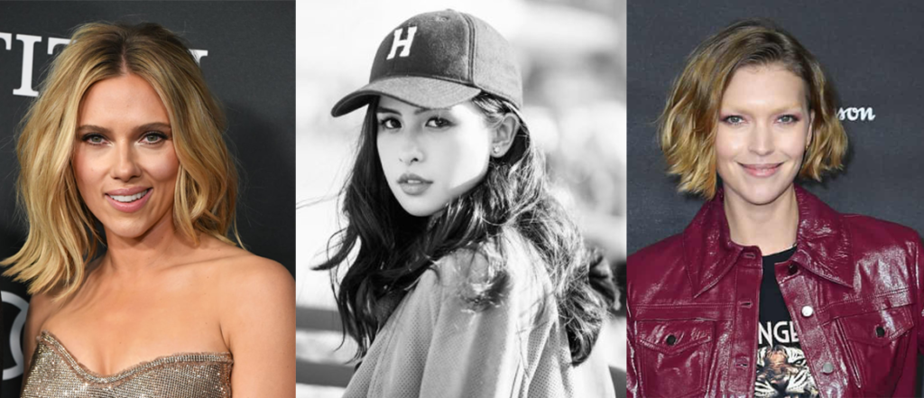Scarlett Johansson, Maudy Ayunda dan Arizone Muse dengan gaya rambut keriting tipe 2A