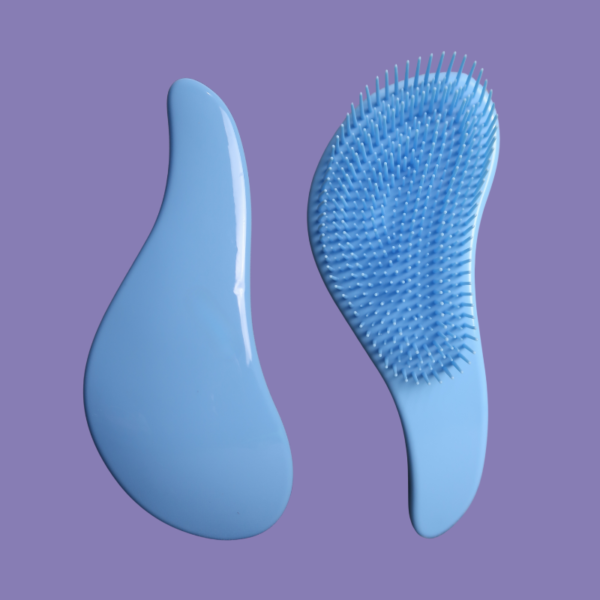 Curly Hair Brush - Tangle Teezer - Tangling Brush for Curly Hair - Blue front and back view