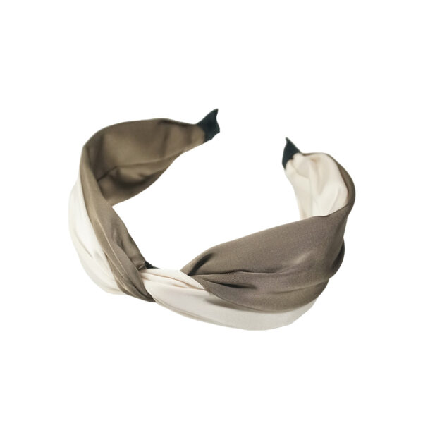 Satin Twisted Crossed hairband - Khaki White