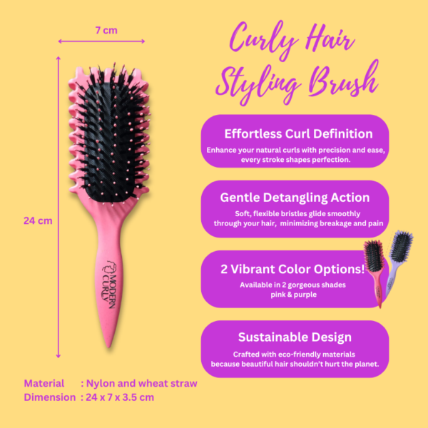 Curly Hair Brush - pink purple 24 x 7